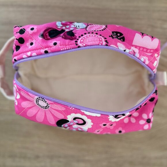 Handmade Pink Mickey Large Zipper Pouch Cosmetics Makeup Bag - New Item - Picture 5 of 5